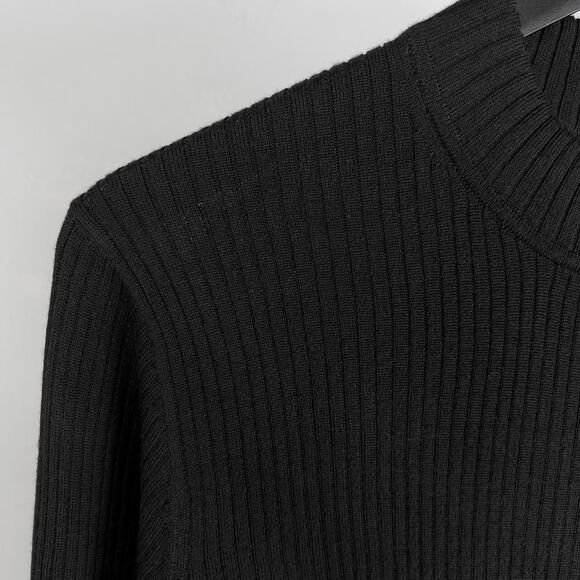 NWT BLK DNM Sweater 84 Extra Fine Merino Wool Rib Knit Mock Neck Sweater Men's L - Picture 3 of 4